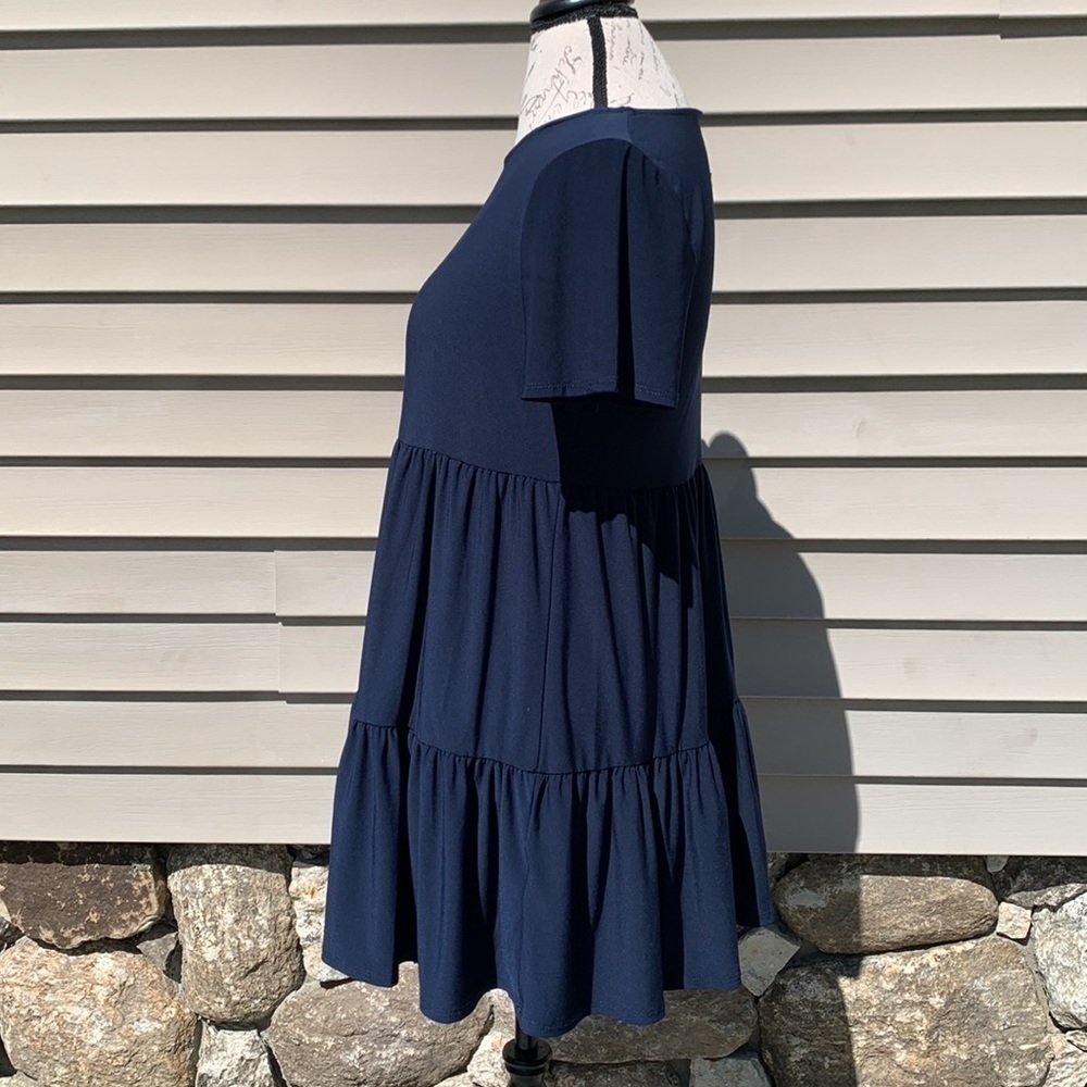 Nik AND NASH Short Sleeve Ruffled Babydoll Dress - Navy - Picture 5 of 15